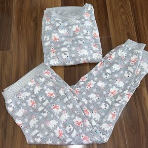 XXL Cuddl Duds polar bear knit stretchy pajama set